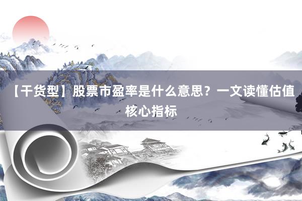 【干货型】股票市盈率是什么意思？一文读懂估值核心指标